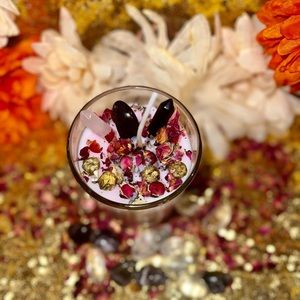 Crystal healing stone candle